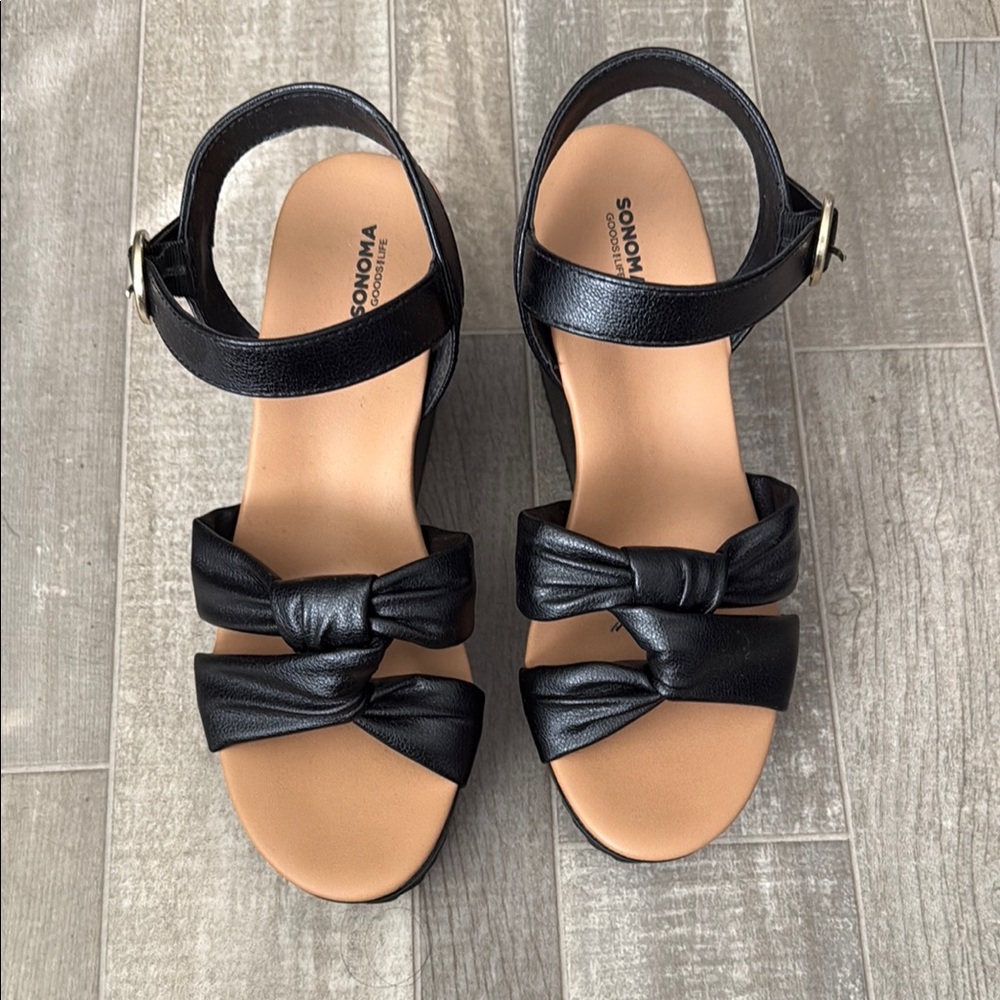 Sonoma Women's Black Wedge Sandals - Picture 2 of 4